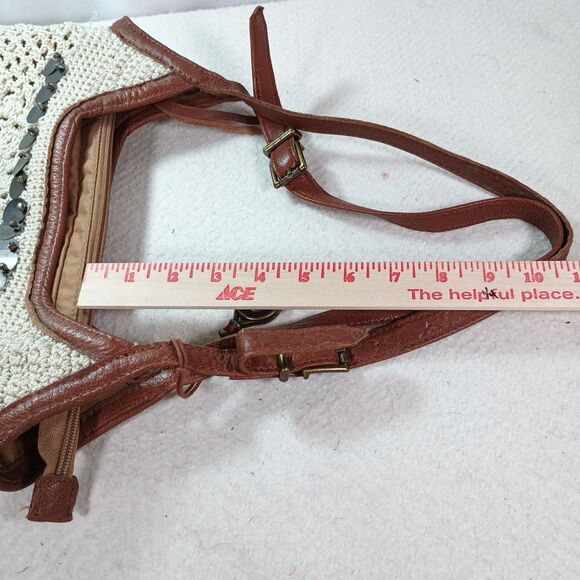 The Sak Heritage Hobo Shoulder Bag Leather Crochet Purse 2015 Brown Vintage Bag - Picture 16 of 16